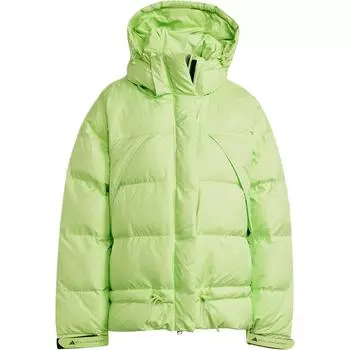 Adidas Stella McCartney Collaboration, легкая стеганая куртка средней длины с капюшоном, удобная теплая мягкая стеганая куртка, женские куртки, зеленая IW3845 2XS