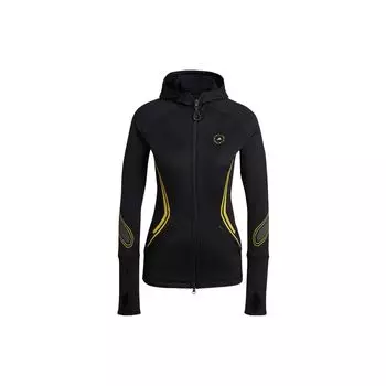 Adidas Stella McCartney TP LS CR. Полосатая деталь с логотипом и принтом с капюшоном Женская куртка черная HI6055 S