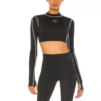 Adidas Stella McCartney Удобный укороченный топ с длинным рукавом для женщин, черный GL4148 S