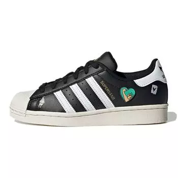 adidas Superstar Big Kid Empowering Graphics — черные детские кроссовки Core-Black Cloud-White Chalk-White FX5880 35