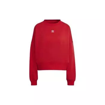 Adidas Свитшот Originals Trefoil Logo Ribbed с круглым вырезом и длинными рукавами, женский свитшот, красный HF7479 XL