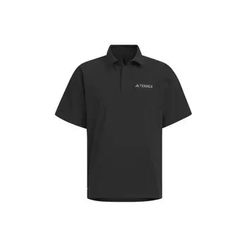 Adidas Тканая рубашка поло Aeroready с однотонным логотипом, быстросохнущая, с коротким рукавом, мужская черная рубашка поло IX0112 S