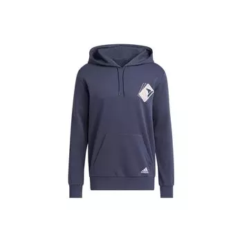 Adidas Trae 2 Doubt H Толстовка с графическим принтом и карманом кенгуру с длинным рукавом Мужская толстовка с капюшоном синего цвета HG4437 M