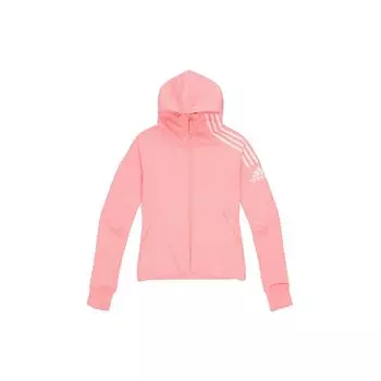 Adidas Трехполосная куртка с капюшоном с логотипом и отверстиями для большого пальца Женские куртки розового цвета FI6722 S