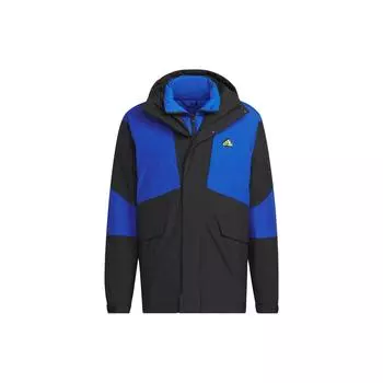 Adidas Три-в-одном Спортивный повседневный пуховик Мужская Верхняя одежда Черный Королевско-синий IU2676 M