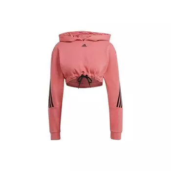 Adidas Укороченная толстовка с капюшоном в три полоски с цветными блоками, женская розовая толстовка H47481 L