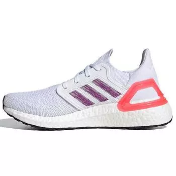 adidas UltraBoost 20 White Shock Red Женские кроссовки Cloud-White Glory-Purple EG0726