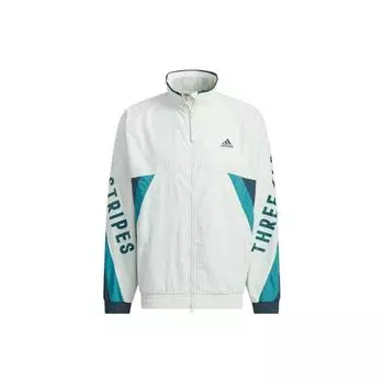 Adidas Wording Letter Print Свободная куртка с воротником-стойкой и длинными рукавами Куртка унисекс Зеленая IS5148 XL