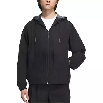 Adidas Wujie Series Полосатая ветрозащитная повседневная куртка с капюшоном Мужская куртка черная IW1512 XS