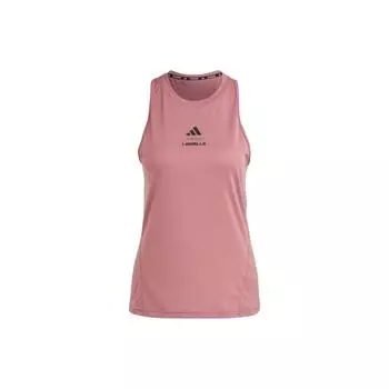 Adidas X Les Mills Letter Print Универсальная дышащая спортивная майка для женщин, темно-коричневые красные JJ3151 S