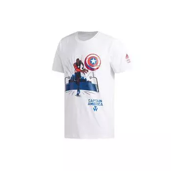 Adidas X Marvel Капитан Америка Мстители Баскетбольная футболка с коротким рукавом Мужские топы белые DU6816 XXL