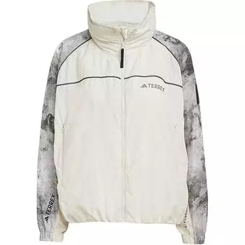 Adidas X National Geographic Terrex SS25 Модная Удобная Универсальная Куртка с Воротником-стойкой Женская Куртка Белая JD5836 M