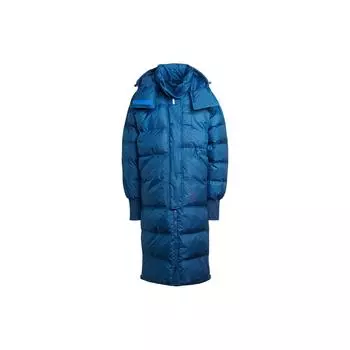 Adidas X Stella McCartney Collaboration однотонное длинное хлопковое пальто с логотипом на кармане, женские пальто синего цвета HI6083 XS