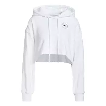 Adidas X Stella McCartney Logo укороченная свободная толстовка с капюшоном для женщин, белые GL7336 XS