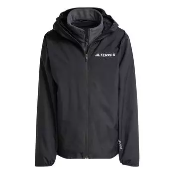 Adidas Женская куртка MT ESS 3 в 1 однотонная удобная мягкая с капюшоном Женские куртки Черная JY4792 XL