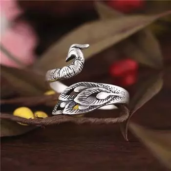 Adjustable Knitting Loop Crochet Loop Knitting Accessorie Peacock Copper Ring Personality Charm Ladies Hand Jewelry