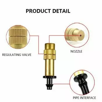 Adjustable Misting Nozzle for Garden Patio, Premium Brass Construction, Fine Mist for Hot Summer, Save Water and Money