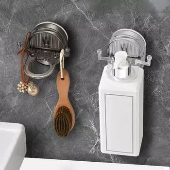 Adjustable Shampoo Bottle Holder Shelf Wall Hanger Soap Detergent Bottle Storage Rack Multifunctional Bathroom Shower Gel Hooks серый