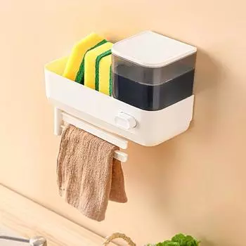 Adjustable Sink with Soap and Detergent Holder Multifunctional Water Draining Rack Bathroom Organization Tool белый