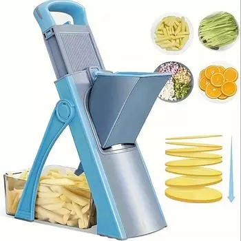 Adjustable Thickness Manual Slicer Multi Functional Vegetable Slicing and Dicing Set with Container, Larger Size Potato Cutter, Washable Design
