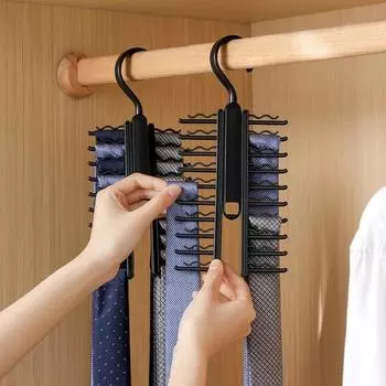 Adjustable Tie Storage Rack Rotating Household Tie Shelf Belt Silk Scarf Holder Cabinet Organizer Hangers Rack
