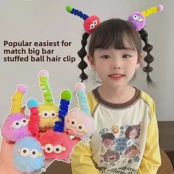 Adorable Ugly Doll Duckbill Clip: Cute Big-Eyed Hair Ball Antenna Hairpin for Women