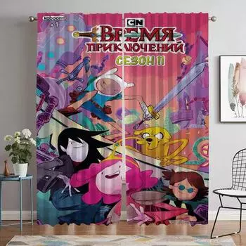 Adventure Time Kitchen Curtains for Living Room Curtain Halloween Decoration Home Interior Curtains 2 Pieces Shades Partition W50xH70cmx2pcs-CL