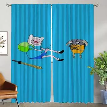 Adventures Time Home Interior Curtains 2 Pieces Partition Curtains for Living Room Curtain Halloween Decoration Shades Kitchen W50xH70cmx2pcs-CL