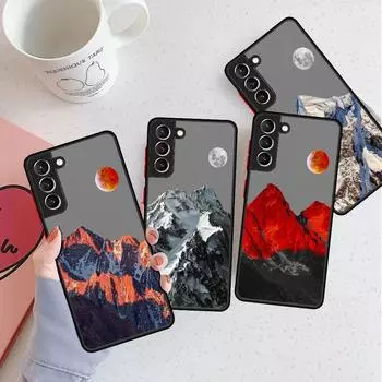 Aesthetic Snow Mountain Matte Case For Samsung Galaxy S22 S20 S21 FE S10 S9 Plus S8 Capa Note 20 Ultra 10 Lite Phone Fundas Samsung S22 5G