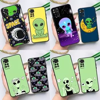 Aesthetics Cute Cartoon Alien Case For Xiaomi Redmi Note 8 9 10 11 12 Pro 8T 9S 10S 11S Redmi 12C 9C 9T 10A 10C Cover Redmi Note 9 Pro