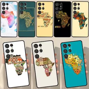 Africa Map Geography Painted Case For Samsung Galaxy S23 S22 S21 Ultra S20 FE Note 20 Ultra S8 S9 S10 Note 10 Plus Cover Galaxy S23