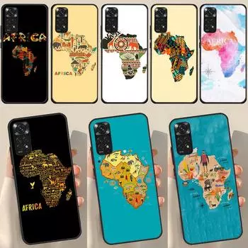 Africa Map Geography Painted For Redmi Note 12 Pro Plus Cover For Redmi Note 10 8 9 11 Pro 12S 11S 10S 9S 9C 10C 12C Case Redmi Note 12 4G