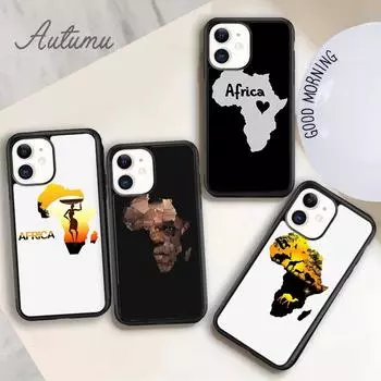 AFRICA MAP Phone Case for iPhone 11 12 13 14 Pro Max mini X XR XS SE 2020 5 5s 6 6S 7 8 Plus Samsung Galaxy S21 S22 Cover shell iPhone 6plus