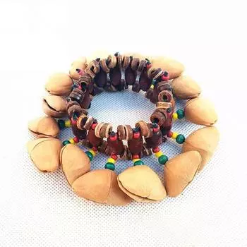 African Hand Ankle Drums Nuts Shell Bracelet African Rattles Shell Rattle Instrument Dora Nut Handbell Percussion Instruments