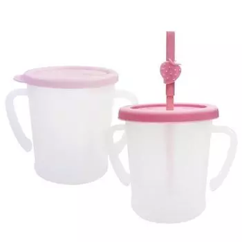 Agafura New Magic соломенная чашка для младенцев 300 мл + набор Magic Straw Cup S 300 мл, розовый, 1 комплект