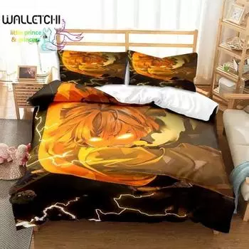 Agatsuma Zenitsu Аниме Demon Slayer Постельное белье Single Twin Full Queen King Size Кровать Комплект Детская Спальня 3D Печать 70x133cm 2pcs
