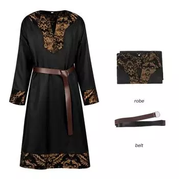 Ages Middle Renaissance Viking Warrior Coat Print Design Costume Party Halloween S