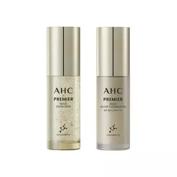 AHC Тональная основа Premier Gold Glow Watery Glow Foundation 30 мл + база под макияж 30 мл, AHC Gold Foundation + база под макияж, 30 мл, 1 шт.