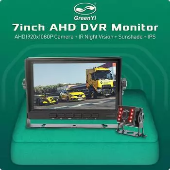 AHD 1080P 7-дюймовый IPS экран грузовик автобус автомобиль видеорегистратор монитор с 2 каналами переднего заднего вида AHD IR автомобильная камера