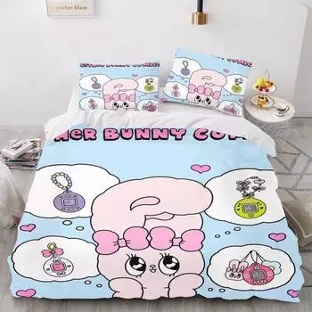 Ai Si Le Bunny Bedding Set Duvet Cover Anime Home With Pillowcase Cute Printed Cartoon Quilt EU Single 135x200cm