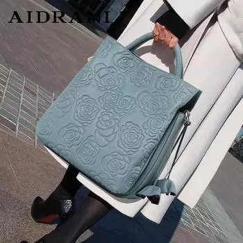 Aidrani новая модель женская модная сумка из натуральной кожи большой вместимости с цветочным узором люксовый бренд сумка из коровьей кожи синий