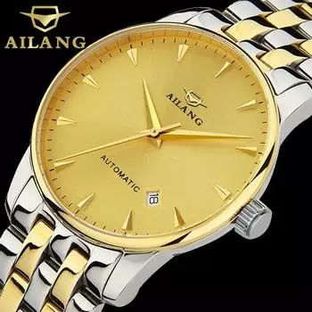 AILANG Watch Мужские автоматические механические часы для отдыха Деловые мужские часы Водонепроницаемые золотые часы