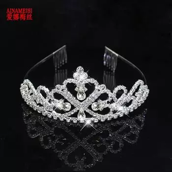Ainameisi Новая синяя хрустальная тиара свадебная корона повязка на голову для женщин и девочек стразы пышная вечеринка свадебные украшения для волос аксессуары Width: 14cm