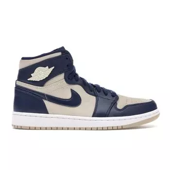 Air Jordan 1 High Navy Cream Женские кроссовки Blue Midnight-Navy Light-Cream-White AQ9131-401