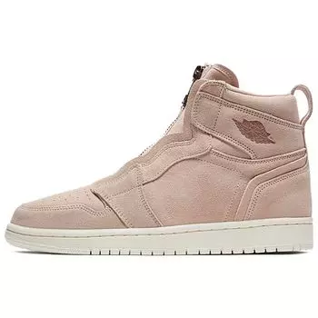 Air Jordan 1 High Zip Partical Бежевые женские кроссовки Tan Metallic-Red-Bronze AQ3742-205