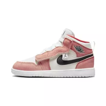 Air Jordan 1 Mid ALT SE PS Оранжевые замшевые детские кроссовки Team-Orange Sail White DZ4470-800 27.5