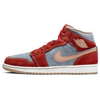 Air Jordan 1 Mid Denim Red Мужские кроссовки Orange Cinnabar Hemp DM4352-600 40.5