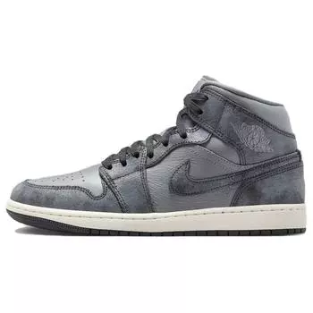 Air Jordan 1 Mid Distressed Smoke Grey Женские кроссовки Off-Noir Sail FJ3448-001 37.5