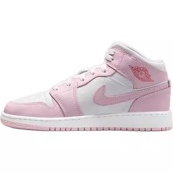 Air Jordan 1 Mid GS Pink Foam Fire Red Детские кроссовки Белые DQ8423-608 36.5