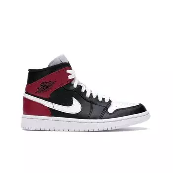 Air Jordan 1 Mid Noble Red Женские кроссовки Черно-белые BQ6472-016